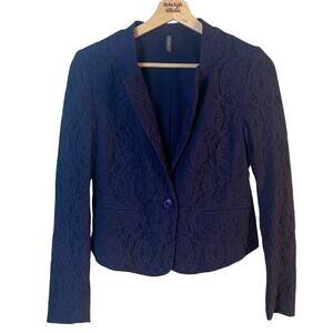 Naf Naf Purple Lace Y2K One Button Classic Blazer Jacket Dark Purple Size Small